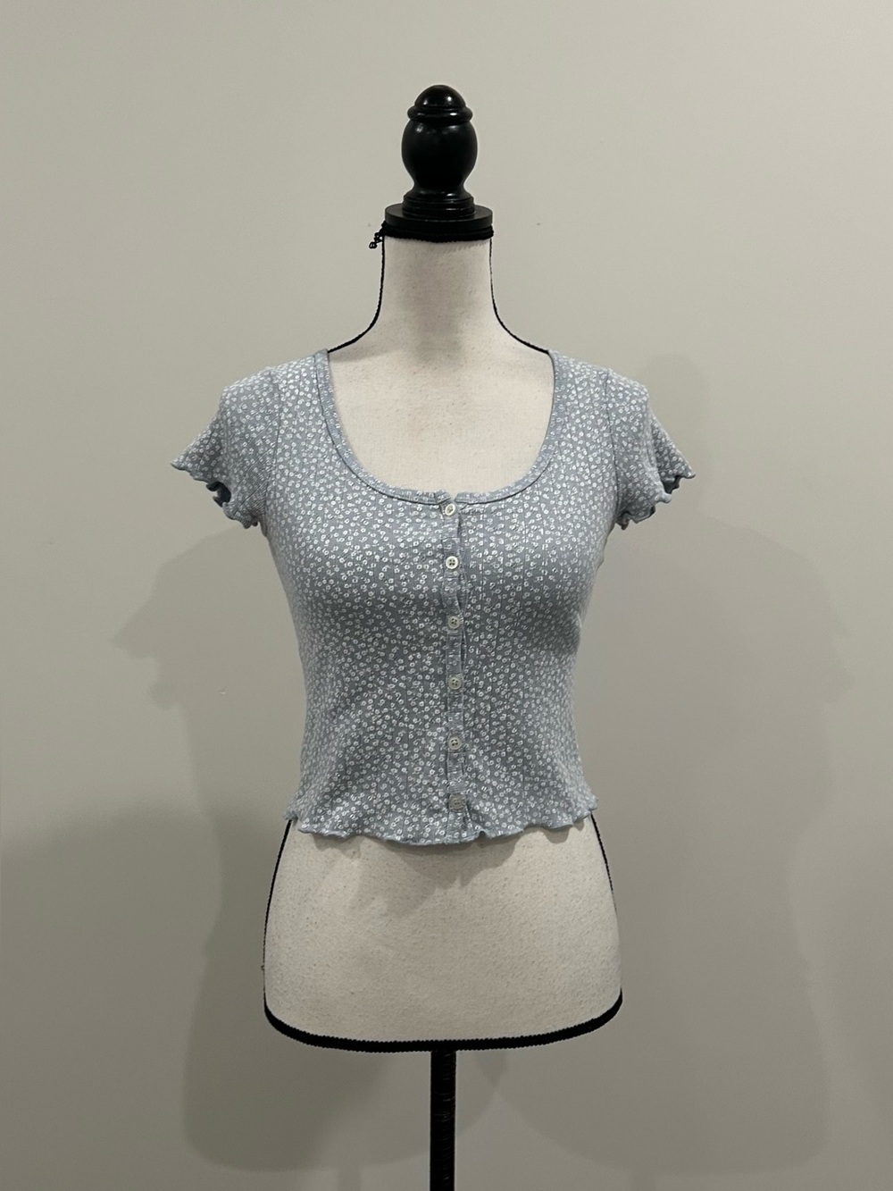 John Galt Cropped Button Down Baby Tee